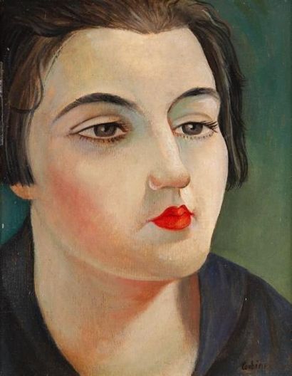 * Othon COUBINE [tchécoslovaque] (1883-1969) Portrait de femme Huile sur panneau....