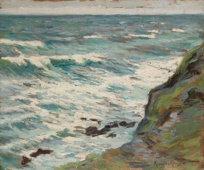 Alexandre ALTMANN [russe] (1885-1950) Bord de mer, 1914 Huile sur toile. Signée et...