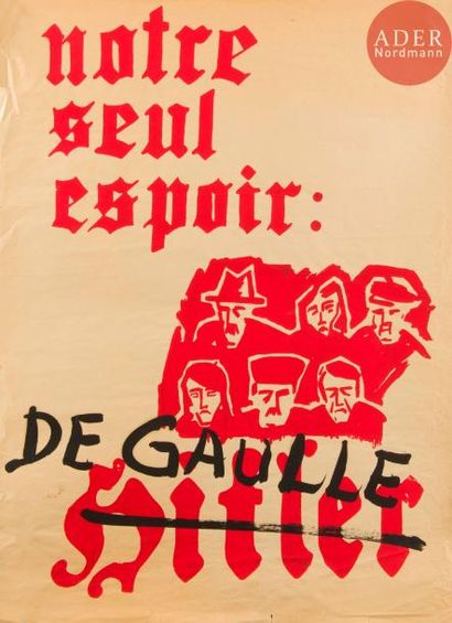 null [AFFICHE MAI 68 - DE GAULLE]
Notre seul espoir c’est [Hitler] de Gaulle.
Sérigraphie.
80...