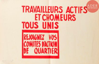 null [AFFICHE MAI 68] Ensemble de 3 affiches :
- Travailleurs actifs et chômeurs...