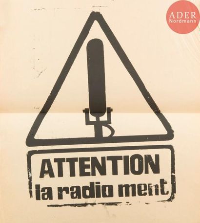  [AFFICHE MAI 68 - MEDIAS] Ensemble de 4 affiches : - Attention la radio ment. Sérigraphie....