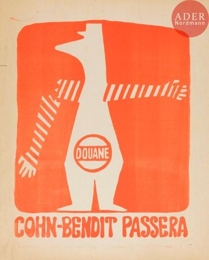 null [AFFICHE MAI 68]
Douane, Cohn-Bendit passera.
Lithographie. 
71 x 57 cm
Déchirures,...