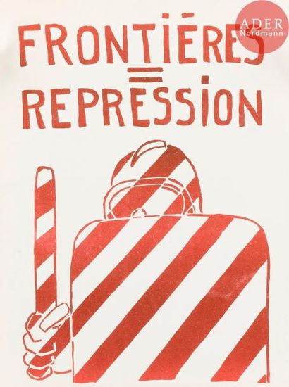 null [AFFICHE MAI 68] Ensemble de 6 affiches reprint : 
- Frontière = Répression....