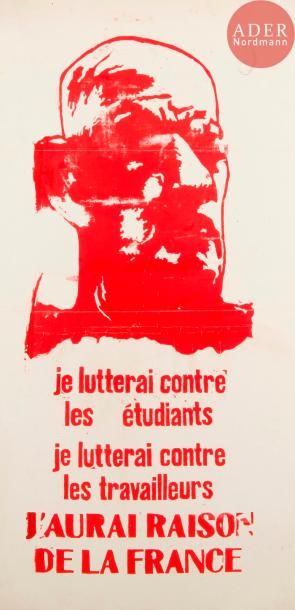null [AFFICHE MAI 68] Ensemble de 3 affiches :
- Je lutterai contre les étudiants,...