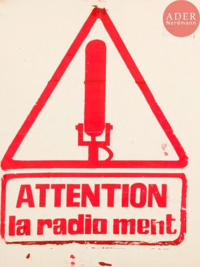 null [AFFICHE MAI 68 - MEDIAS] Ensemble de 5 affiches :
- Attention la Radio ment.
École...