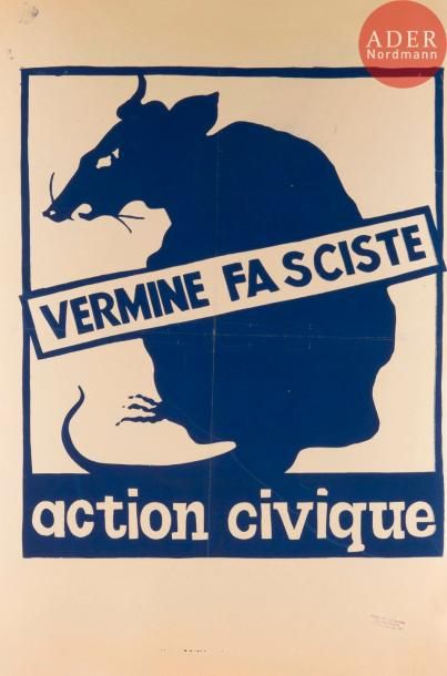 null [AFFICHE MAI 68]
Vermine fasciste.
École Nationale des Beaux-Arts.
Sérigraphie.
Affiche...