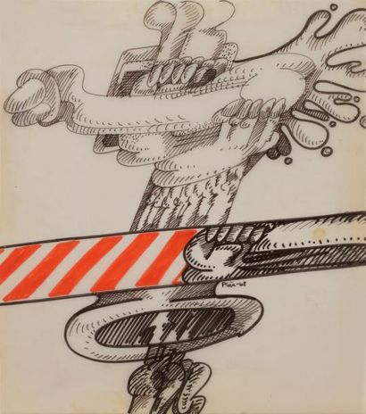 null PENA (XXe siècle)
Composition, 1968
Feutre sur calque.
Signé et daté dans la...