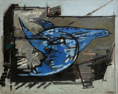 null Jean-Claude BEDARD (1928-1987)
Oiseau bleu, 1956
Huile sur toile.
Signée et...