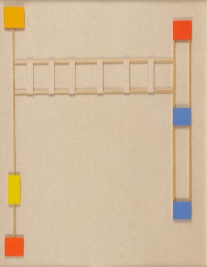 null Albert CHUBAC (1925-2008)
Composition
Assemblage de bois et carton peint.
Signée...