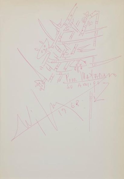 null Wifredo LAM [cubain] (1902-1982)
Composition, 1968
Encre rouge.
Signée, datée...