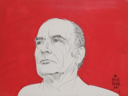 null Raymond MORETTI (né en 1931)
Portrait de François Mitterrand, 1981
Fusain sur...