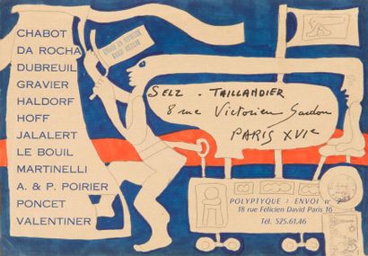 null Yvon TAILLANDIER (né en 1926)
Enveloppe illustrée vers 1972
Aquarelle et mine...