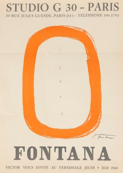 null D’après Lucio FONTANA (1899-1968)
Affiche d’exposition Fontana au Studio G 30,...