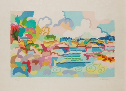 null Charles LAPICQUE (1898-1988)
Les Bords du Trieux, 1961
Lithographie sur japon.
Signée...
