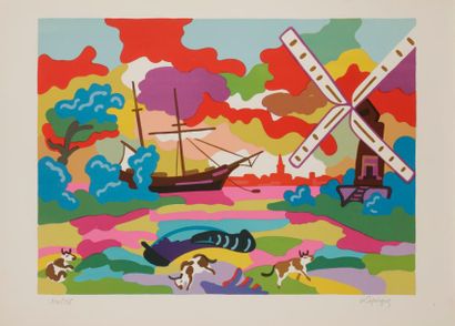 null Charles LAPICQUE (1898-1988)
Marine hollandaise, 1974
Lithographie.
Signée et...
