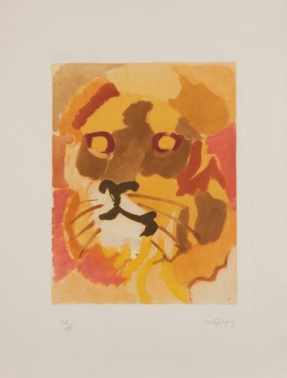 null Charles LAPICQUE (1898-1988)
Le Lion, 1962
Aquatinte.
Signée et numérotée sur...