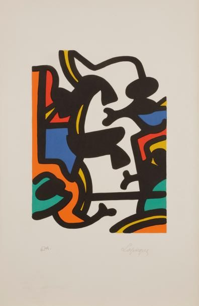 null Charles LAPICQUE (1898-1988)
Les Animaux sacrés, 1962
Lithographie.
Signée et...