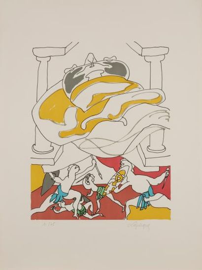 null Charles LAPICQUE (1898-1988)
Funérailles étrusques, 1959
Lithographie.
Signée...