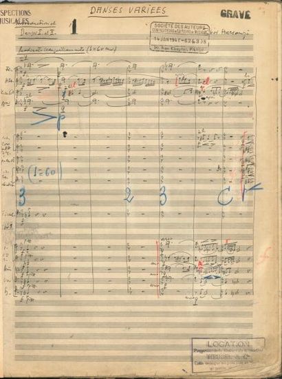 null Tibor HARSANYI (1898-1954) Manuscrit musical autographe signé, Danses variées,...