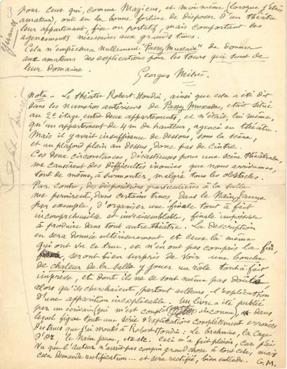null Georges MÉLIèS (1861-1938) illusionniste et cinéaste Manuscrit autographe signé,...