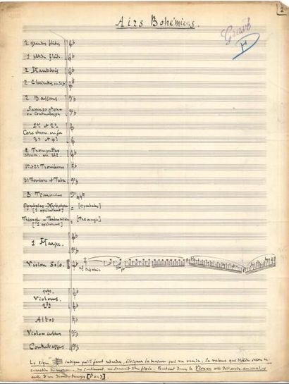null Ernest MORET (1871-1949) Manuscrit musical autographe signé, Airs Bohémiens...