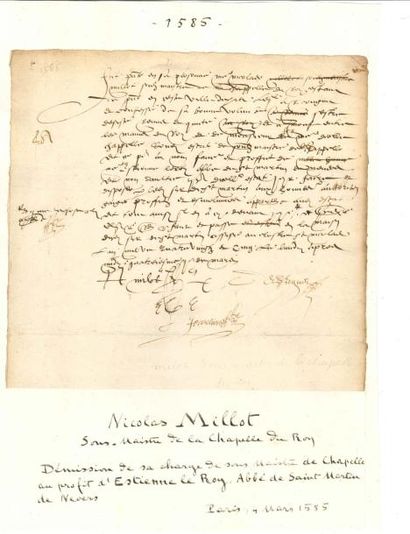 null MUSIQUE ANCIENNE 3 PS par des musiciens, 1585-1602, provenant de la collection...