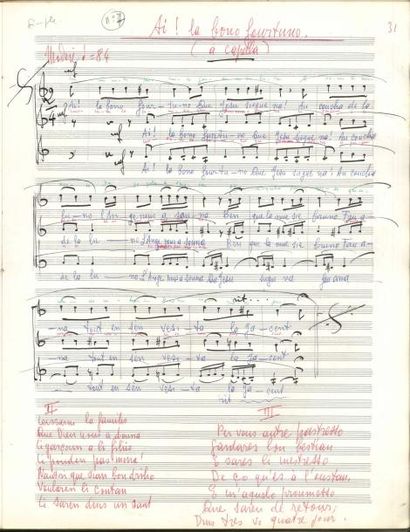 null Henri TOMASI (1901-1971) Manuscrit musical autographe signé, 12 Noëls de Saboly,...