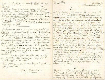 null Charles BAUDELAIRE LAS « Ch Baudelaire », Honfleur 14 mai 1859, à Félix NADAR ;...
