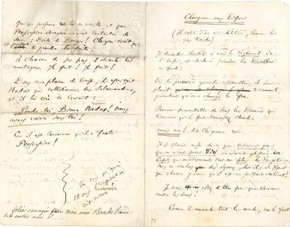 null Charles BAUDELAIRE Manuscrit autographe, Clergeon aux Enfers, [vers 1859 ?] ;...