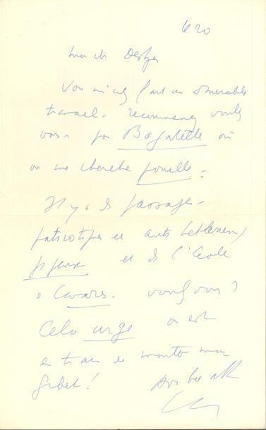 null Louis-Ferdinand CÉLINE LAS, [Copenhague] le 20 [octobre 1949], à son ami Charles...