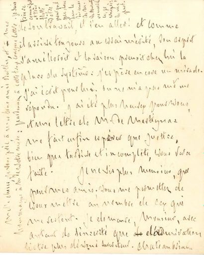 null François-René de CHATEAUBRIAND LAS, Rome 8 novembre 1828 ; 5 pages in-4
 Très...