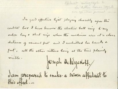 null Arthur Conan Doyle (1859-1930) Manuscrit autographe ; 1 page oblong in-8 (à...