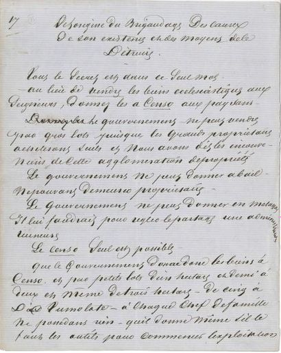 null Alexandre DUMAS père Manuscrit autographe signé, De l’origine du brigandage,...