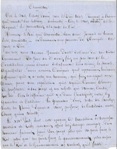 null Alexandre DUMAS père Manuscrit autographe signé, Amnistie, [octobre 1862] ;...