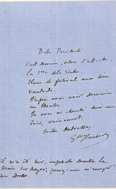 null Gustave FLAUBERT LAS, [Paris 10 avril 1861], à Aglaé Sabatier, « la Présidente » ;...