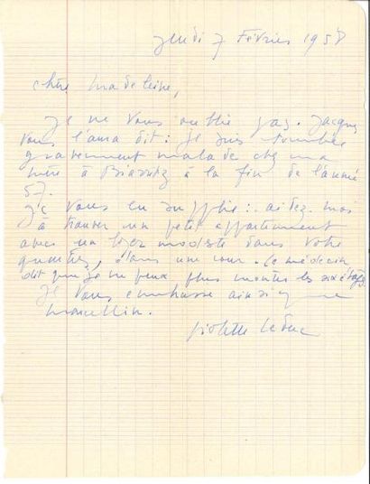 null Violette LEDUC (1913-1972) 4 LAS « Violette », à Madeleine Castaing (une à son...
