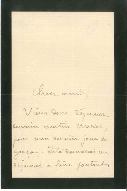 null Pierre LOTI (1850-1923) LAS, [octobre 1886 ?], à un « cher ami » ; 1 page et...