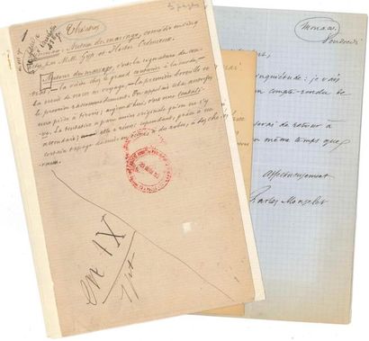 null Charles MONSELET (1825-1888) Manuscrit autographe signé, Théâtres, [octobre...