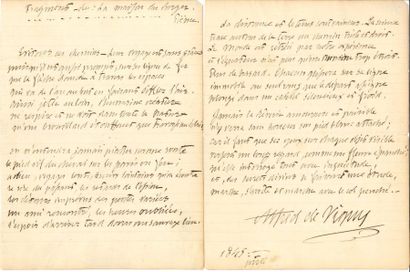 null Alfred de VIGNY Poème autographe signe, Fragment de : La maison du Berger Poëme,...
