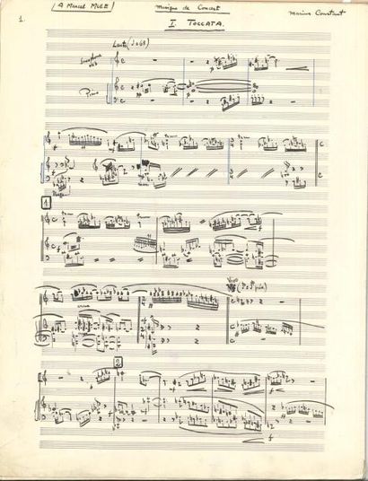 null Marius CONSTANT (1925-2004) Manuscrit musical autographe signé, Musique de Concert...