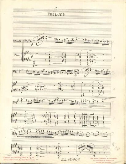 null Alfred DESENCLOS (1912-1971) Manuscrit musical autographe signé, Prélude, Cantilène...