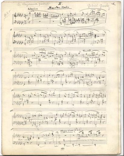 null Gabriel GROVLEZ (1879-1944) Manuscrit musical autographe signé, Le Royaume Puéril...