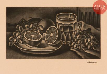 Kiyoshi Hasegawa (1891-1980) Oranges et raisins....