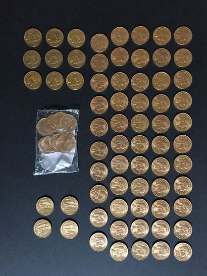 null 78 pièces de 20 Francs en or dans un sachet numéroté 2017018
- 10 Type Coq dans...