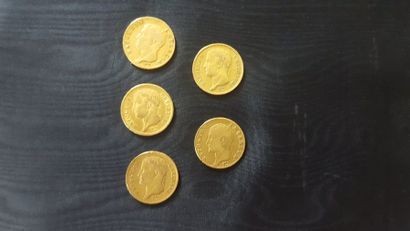null 5 pièces de 40 Francs en or. Napoléon 1er.
- 2 pièces Type Napoléon Tête Nue....