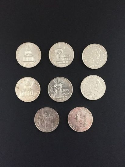 null 8 pièces de 100 Francs en argent.
1983 (2) - 1986 (2) - 1987 - 1991 (2) - 1994;...