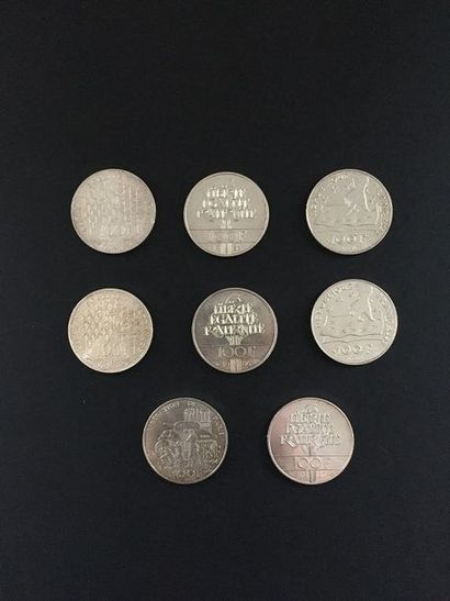 null 8 pièces de 100 Francs en argent.
1983 (2) - 1986 (2) - 1987 - 1991 (2) - 1994;...