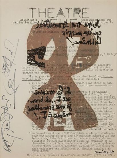 null Maurice LEMAITRE (1926-2018)
Théâtre neuf, 1964
Texte dactylographié, encre,...
