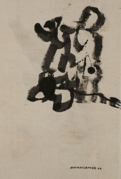 null Alain de LATOUR (XXe siècle)
Composition, 1966
Encre sur toile non montée.
Signée...