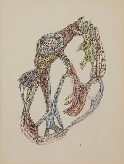 null Camille BRYEN (1907-1977)
Composition, Série des Racines
Encre et aquarelle.
Monogrammée...